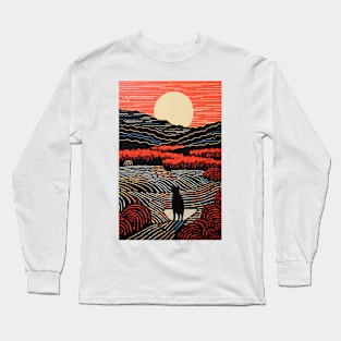 Riso-graphic Cat's Joyful Field Long Sleeve T-Shirt